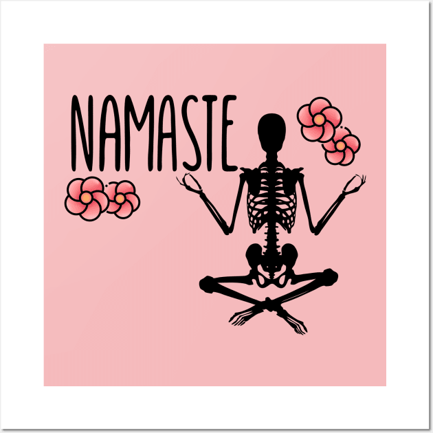 NAMASTE Skeleton Yogist - Flowers Wall Art by O.M design